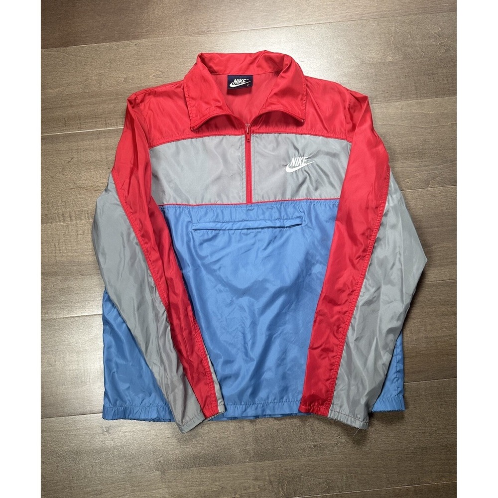 VTG NIKE Mens Jacket Windbreaker Track Navy Tag Colorblock Nylon 90s Y2K Medium
